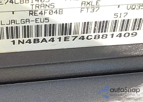 2004 Nissan Maxima 3.5 Sl из США, поврежденный, VIN 1N4BA41E74C881409